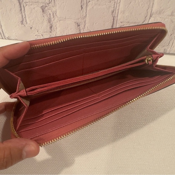 Michael Kors Jet Set Continental Wallet Clutch Tulip Pink Zip Around - Picture 10 of 13